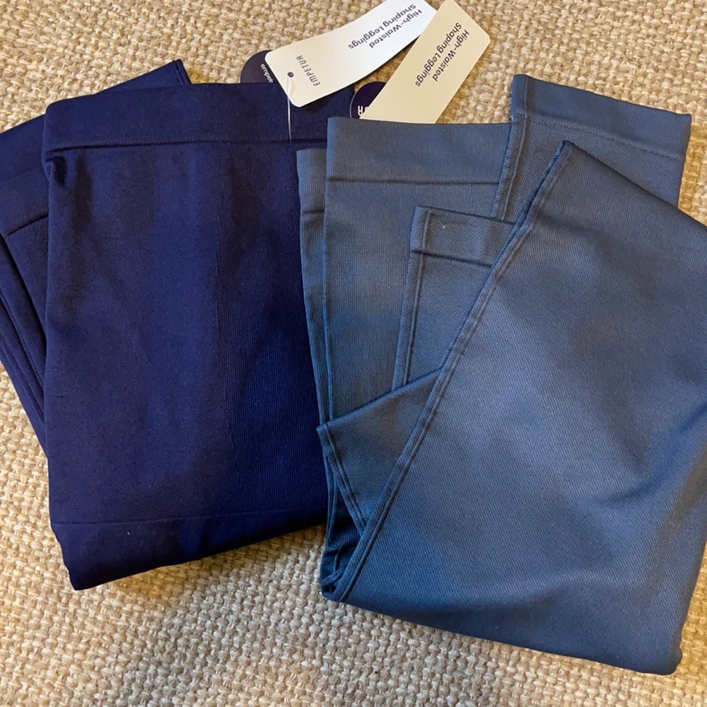 High waisted shaping leggings Qty. 2. Navy & grey. Size L